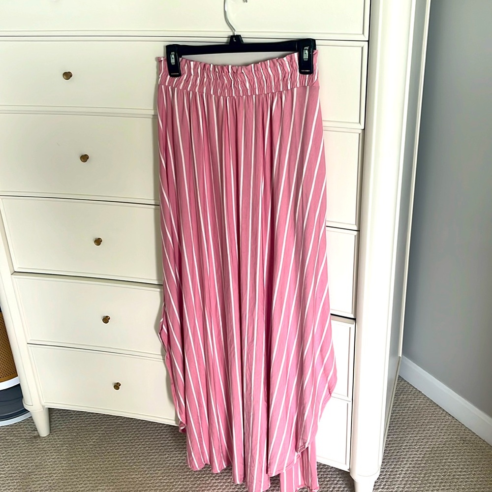 Pink and white stripe maxi skirt size Medium